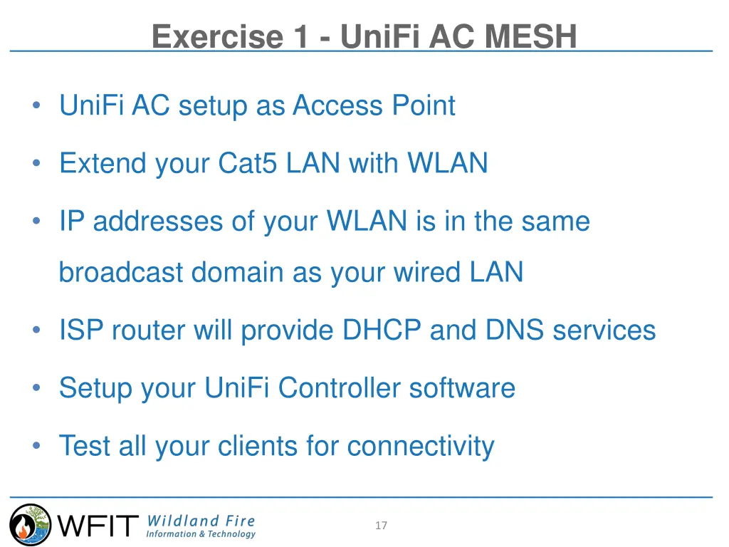 exercise 1 unifi ac mesh
