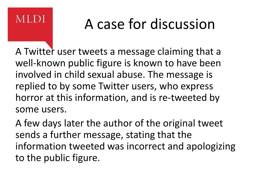 a case for discussion