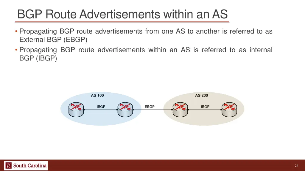 bgp route advertisements within an as