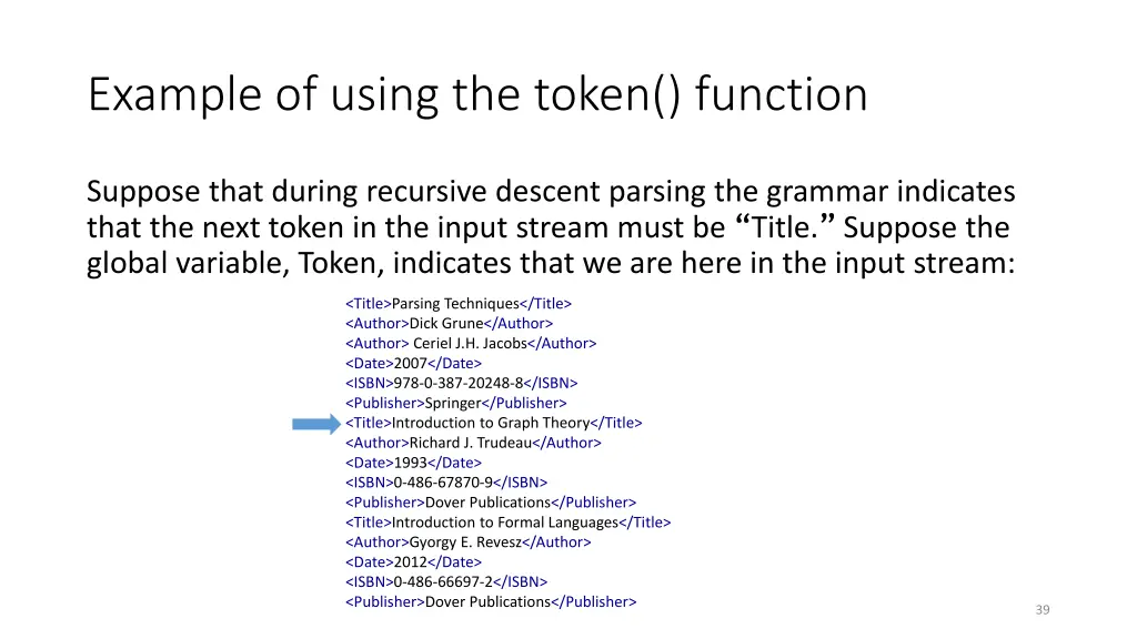 example of using the token function