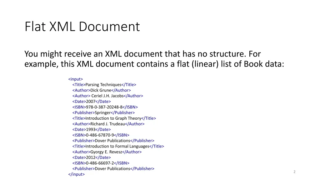 flat xml document