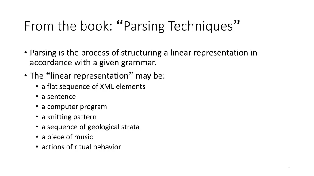 from the book parsing techniques
