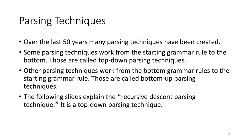 parsing techniques