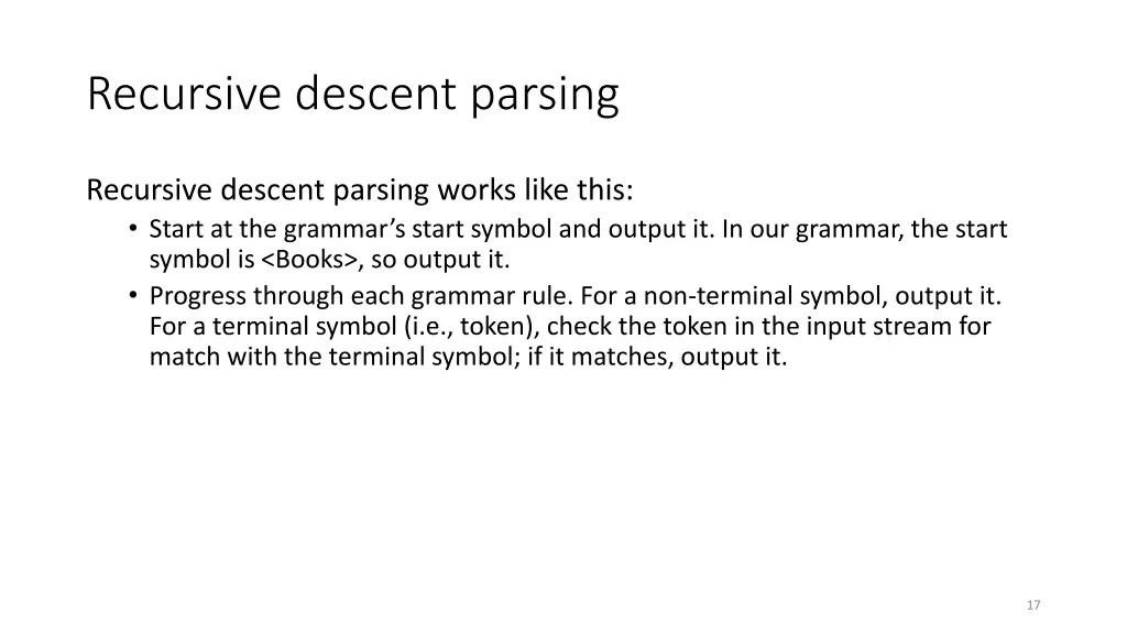 recursive descent parsing