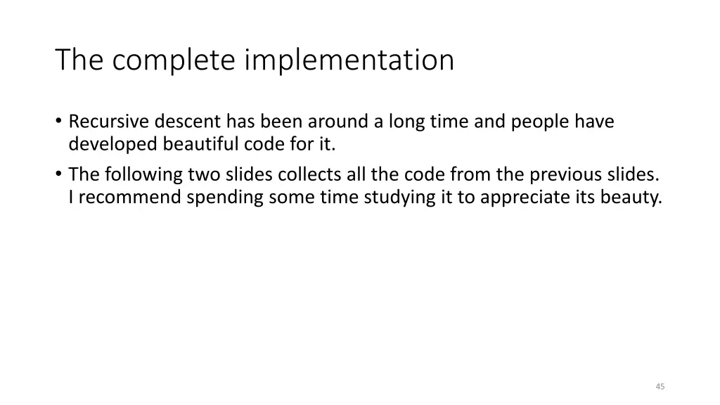 the complete implementation