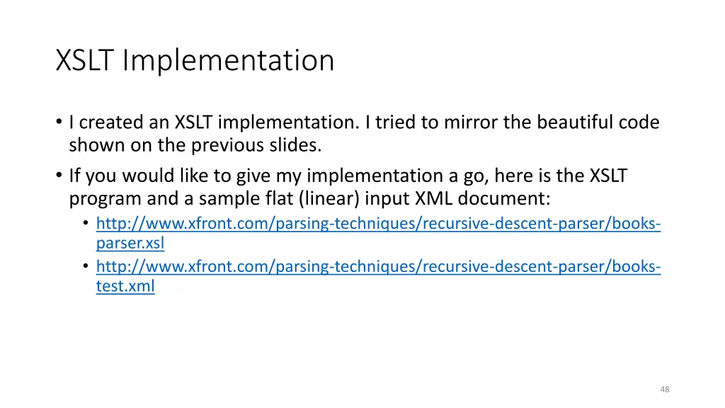 xslt implementation