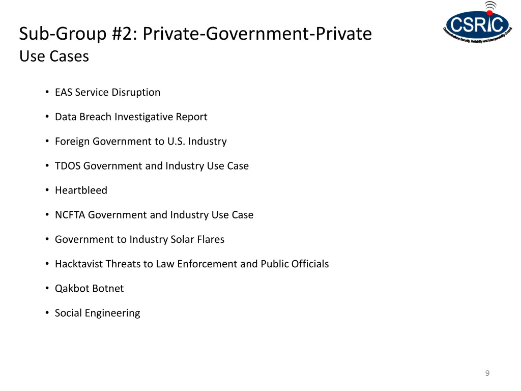sub group 2 private government private use cases