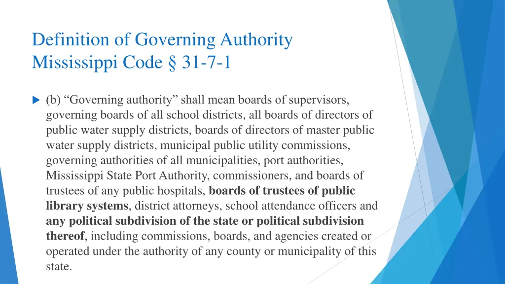 definition of governing authority mississippi