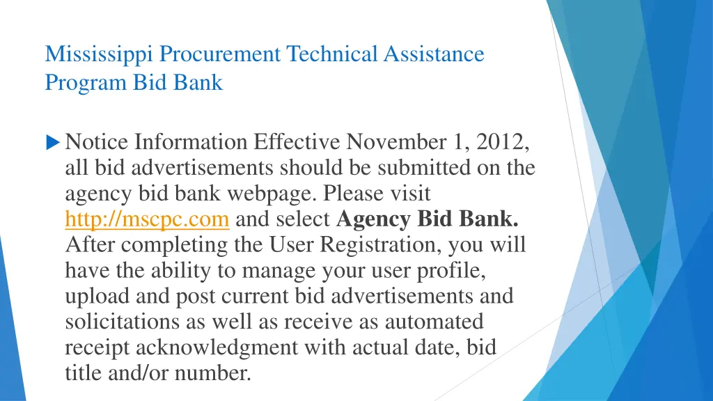 mississippi procurement technical assistance