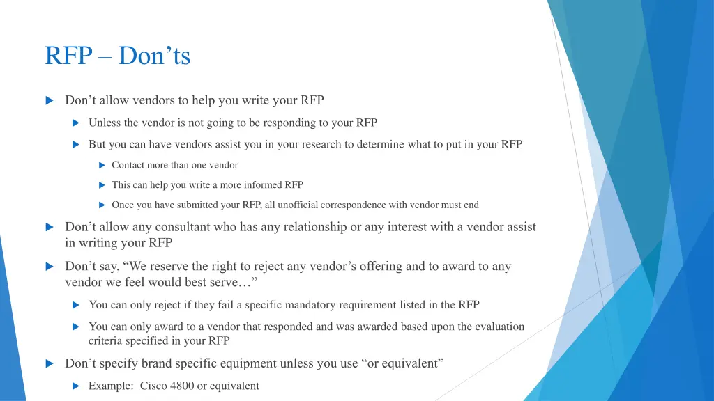 rfp don ts