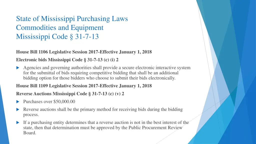 state of mississippi purchasing laws commodities