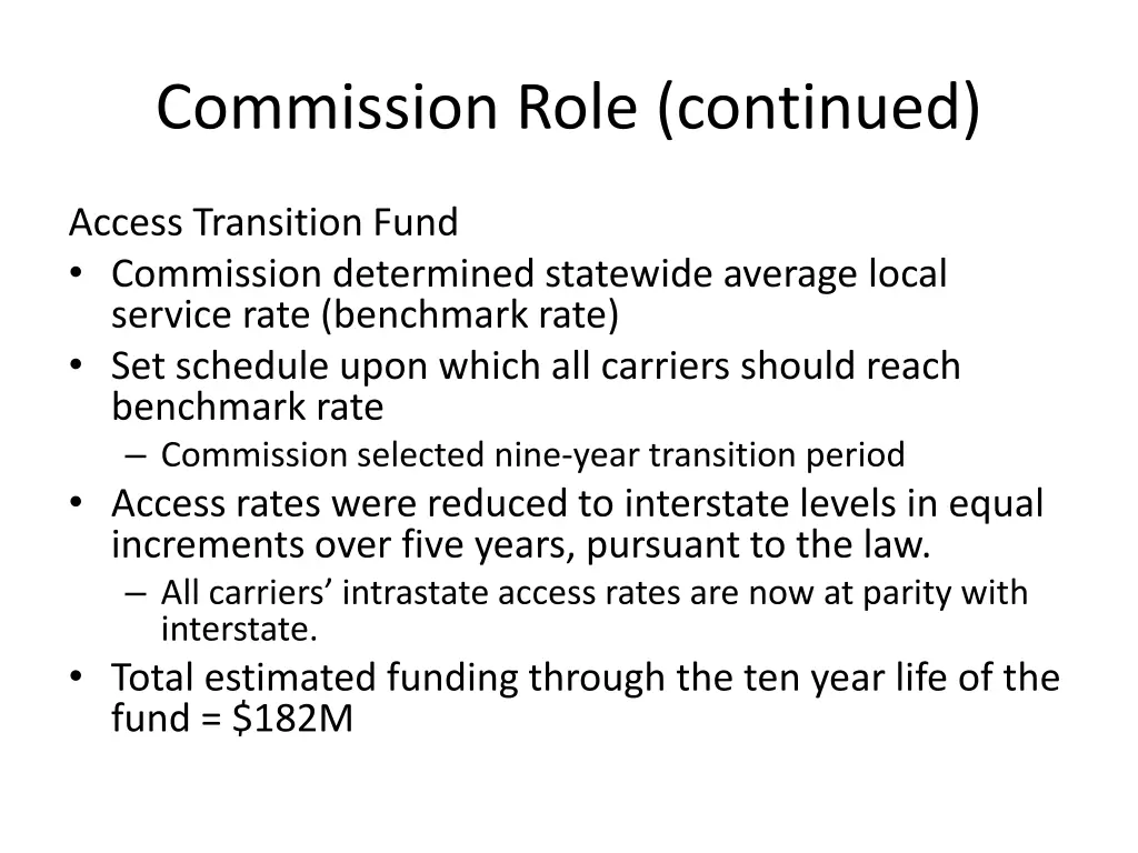 commission role continued