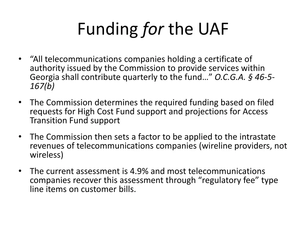 funding for the uaf 1