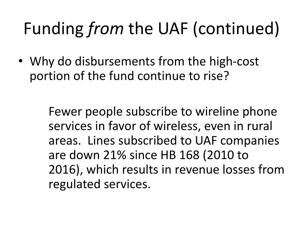 funding from the uaf continued 2