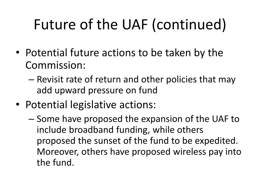future of the uaf continued