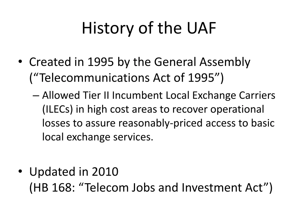 history of the uaf 1