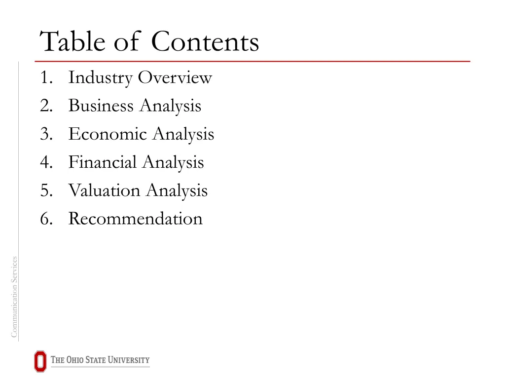 table of contents 1 industry overview 2 business