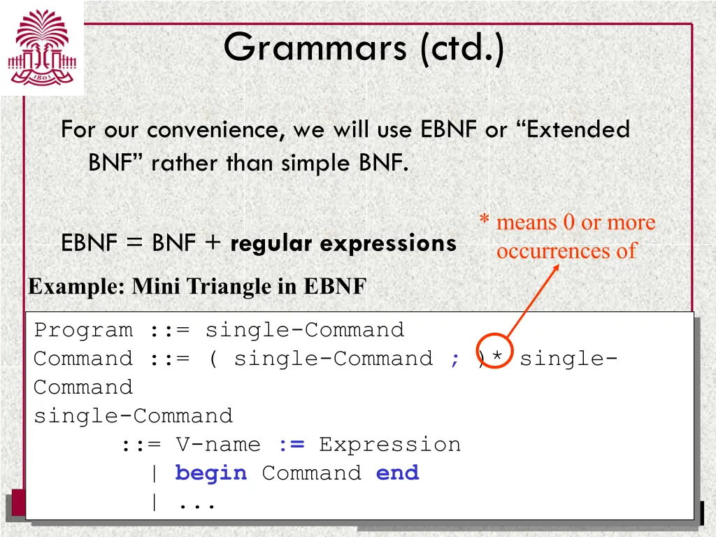 grammars ctd