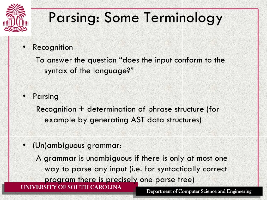 parsing some terminology