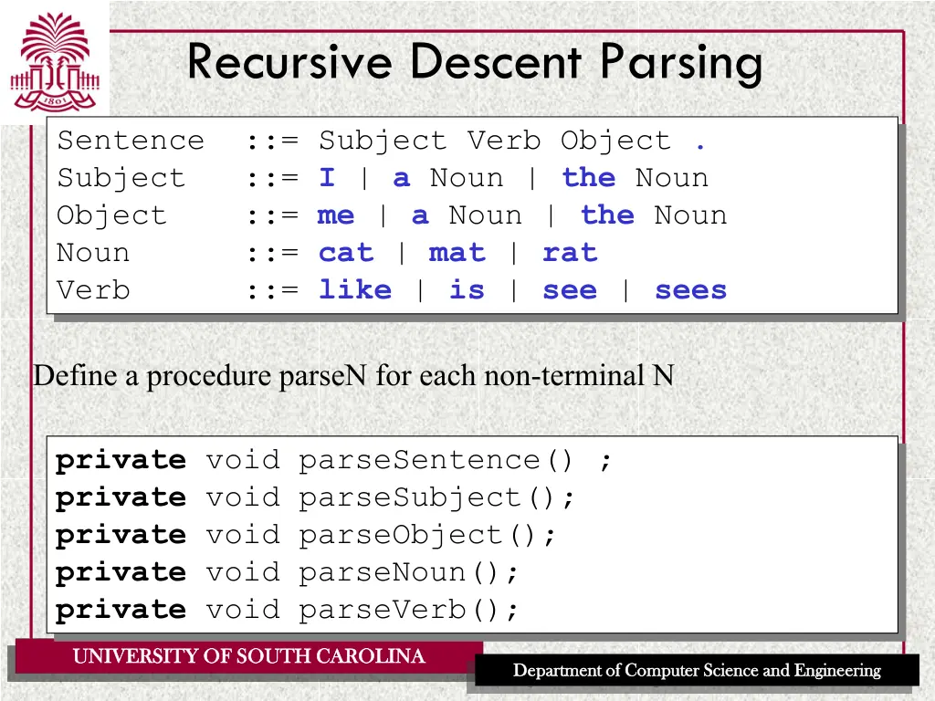 recursive descent parsing 1