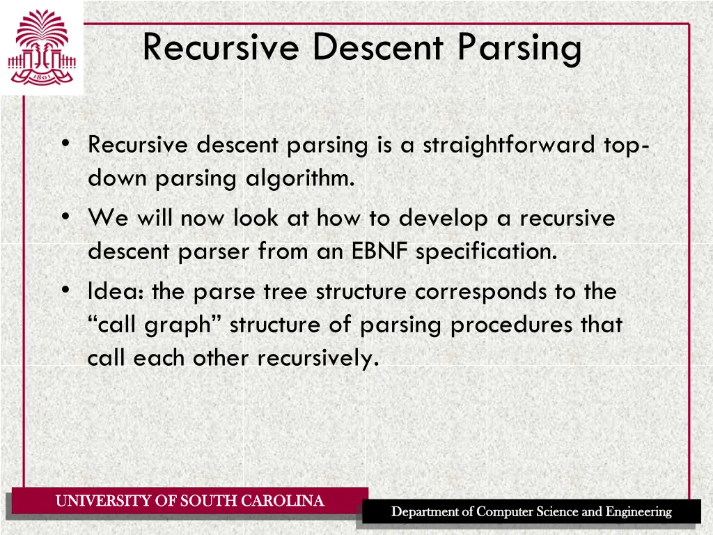 recursive descent parsing