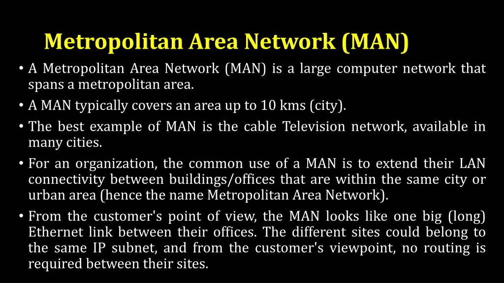 metropolitan area network man a metropolitan area
