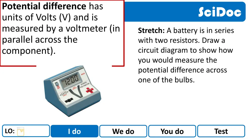 potential difference has units of volts