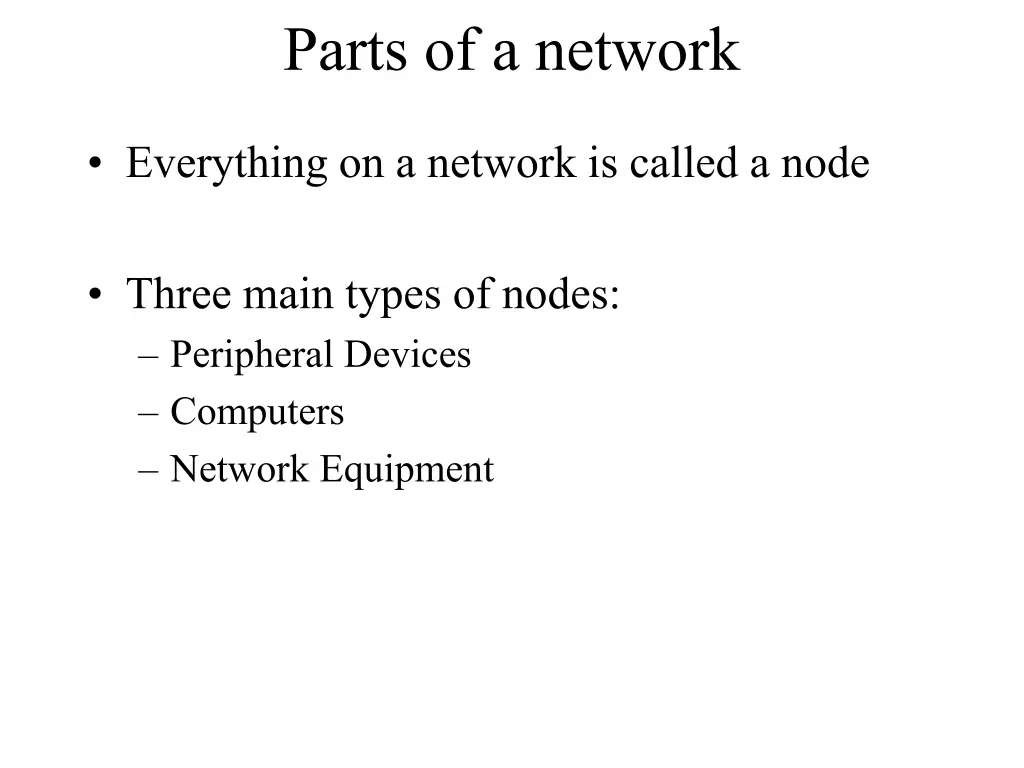 parts of a network