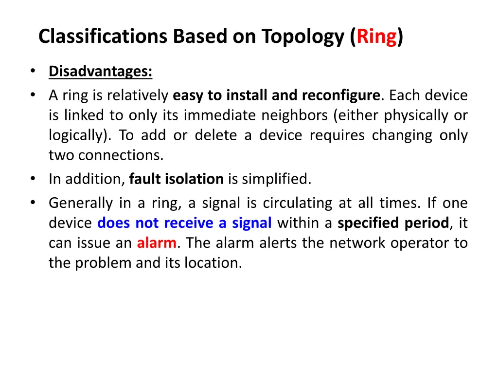 classifications based on topology ring 1