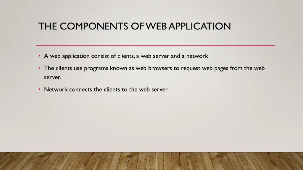 the components of web application