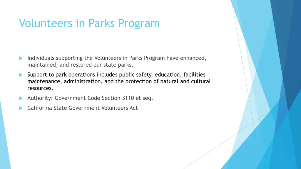 volunteers in parks program