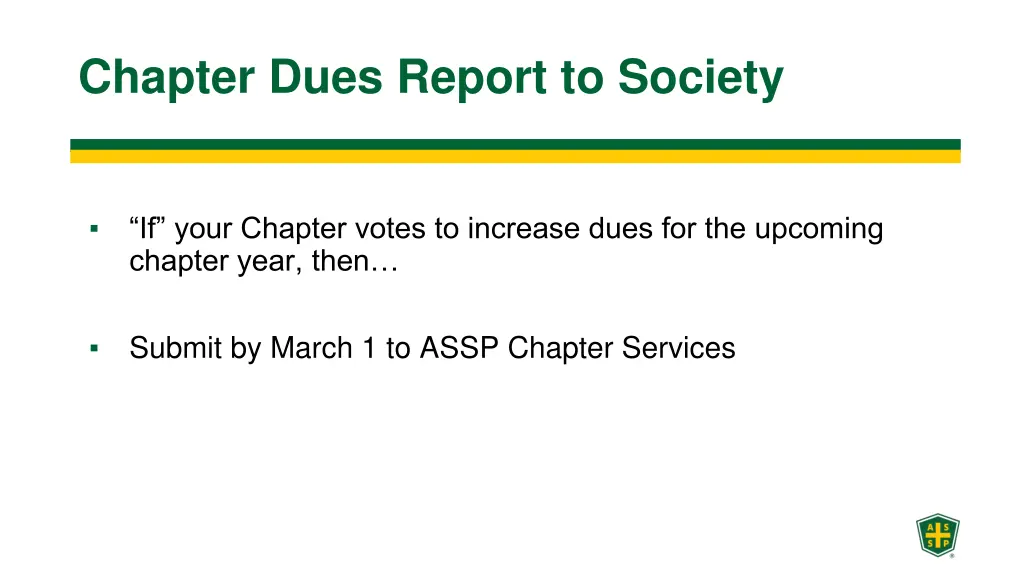 chapter dues report to society