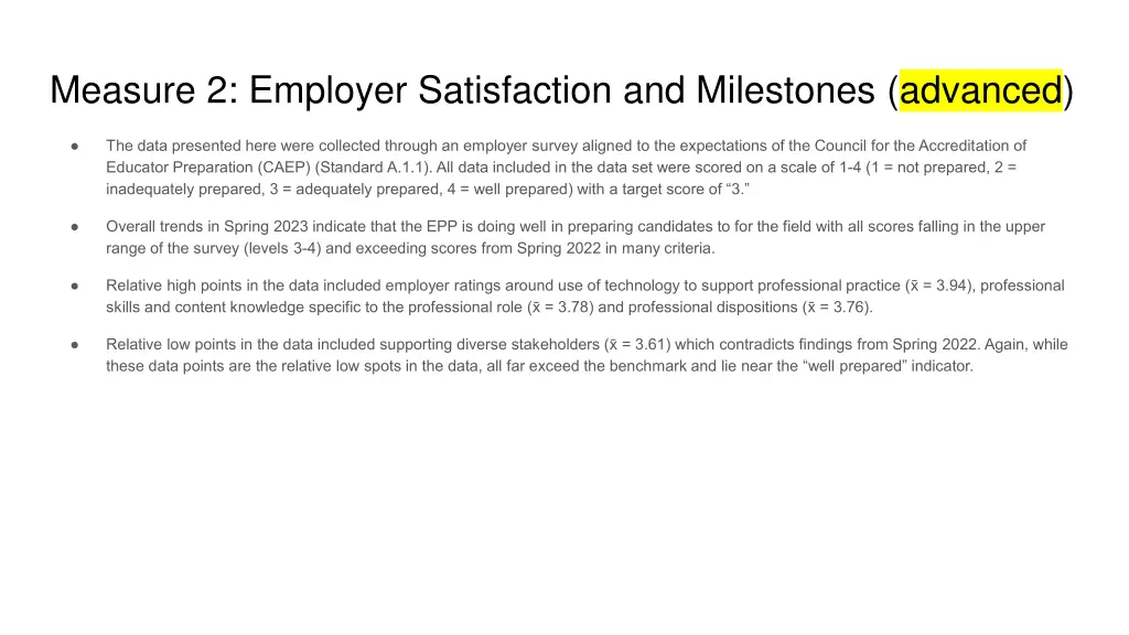 measure 2 employer satisfaction and milestones