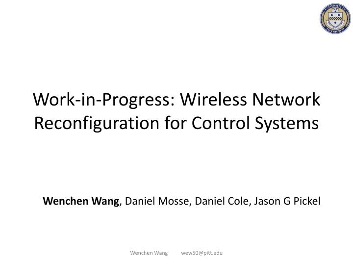 work in progress wireless network reconfiguration
