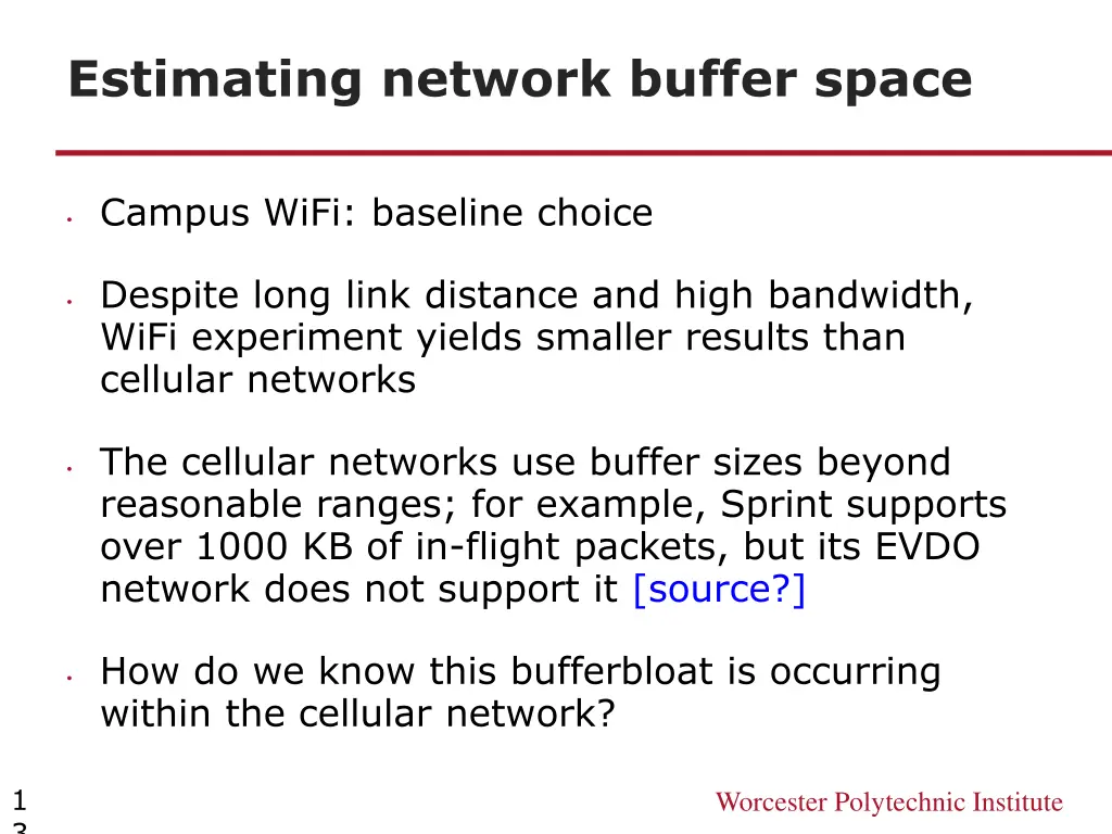 estimating network buffer space 1