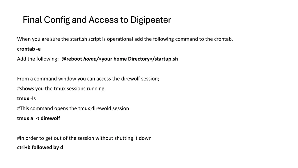 final config and access to digipeater