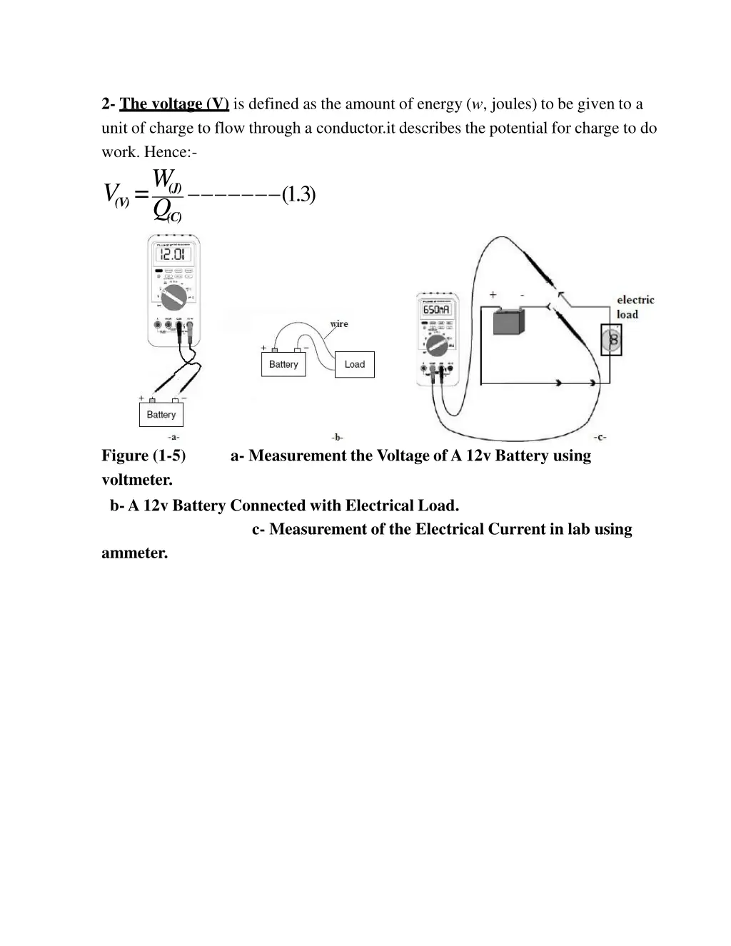 2 the voltage v is defined as the amount