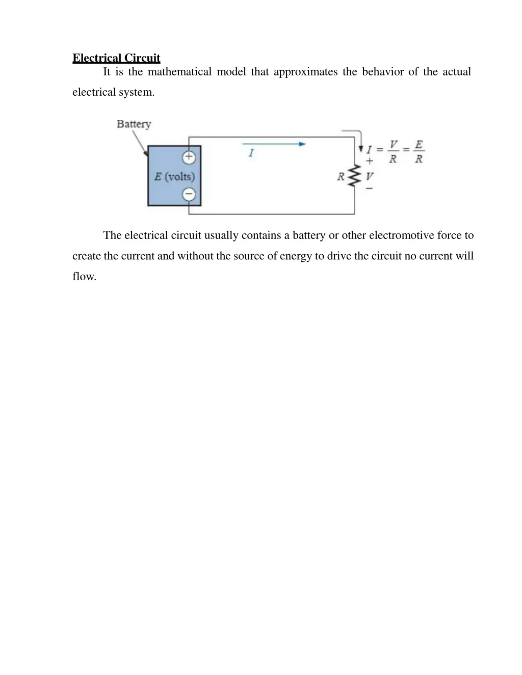 electrical circuit it is the mathematical model