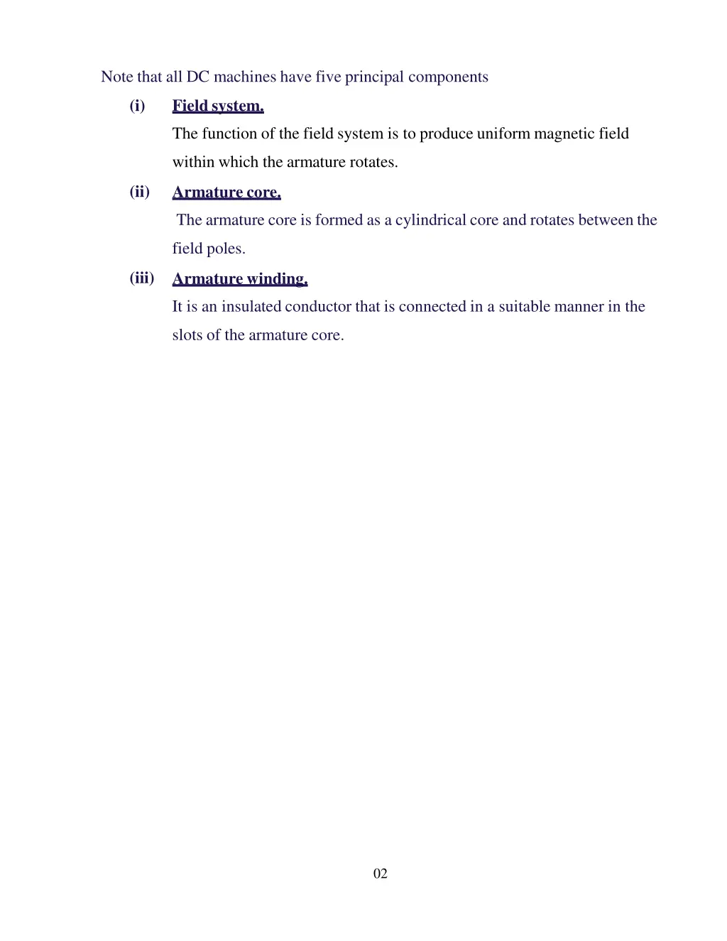 note that all dc machines have five principal