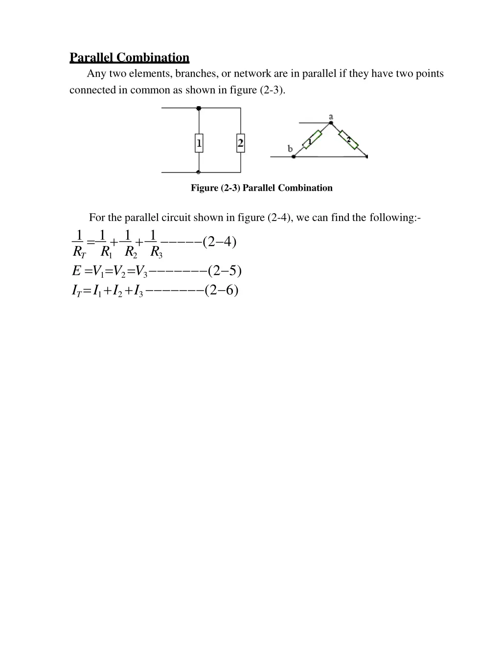 parallel combination any two elements branches