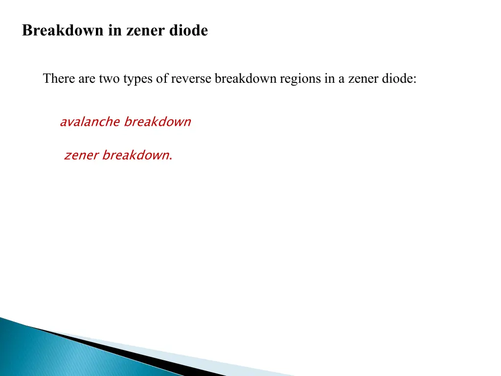 breakdown in zener diode