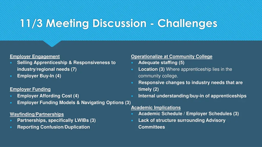 11 3 meeting discussion challenges