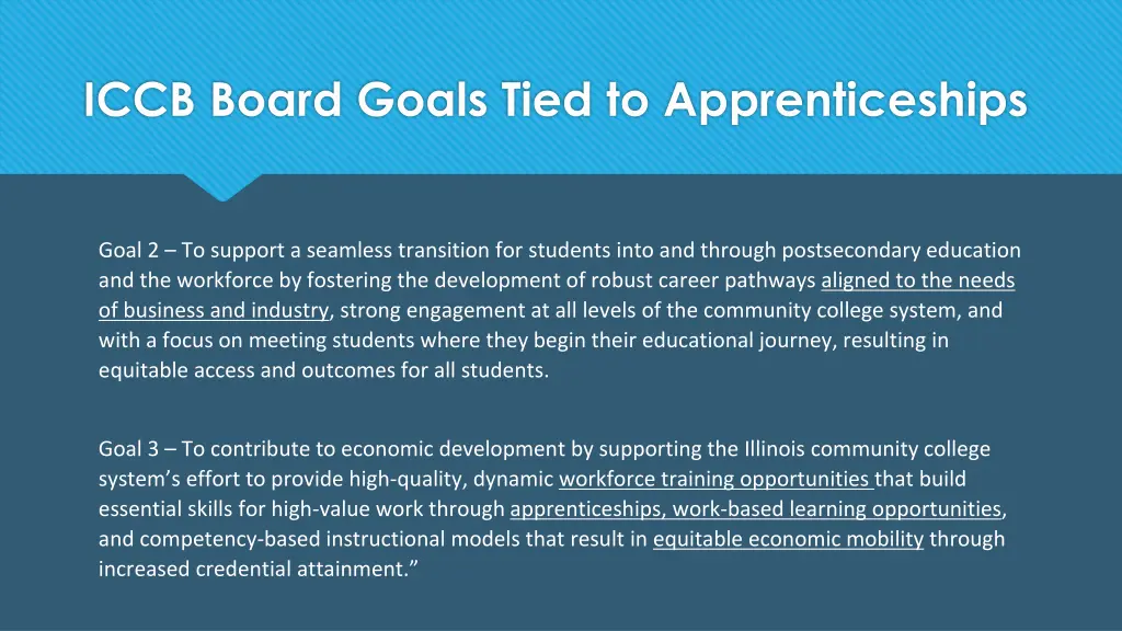 iccb board goals tied to apprenticeships