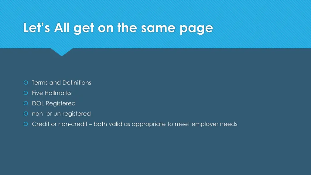 let s all get on the same page