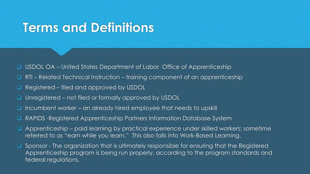 terms and definitions