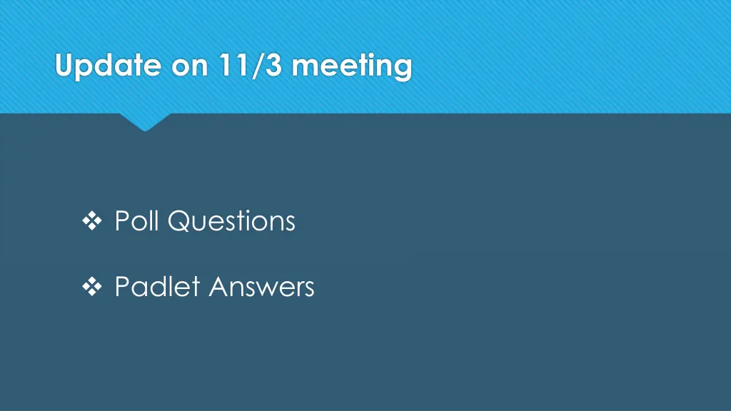 update on 11 3 meeting