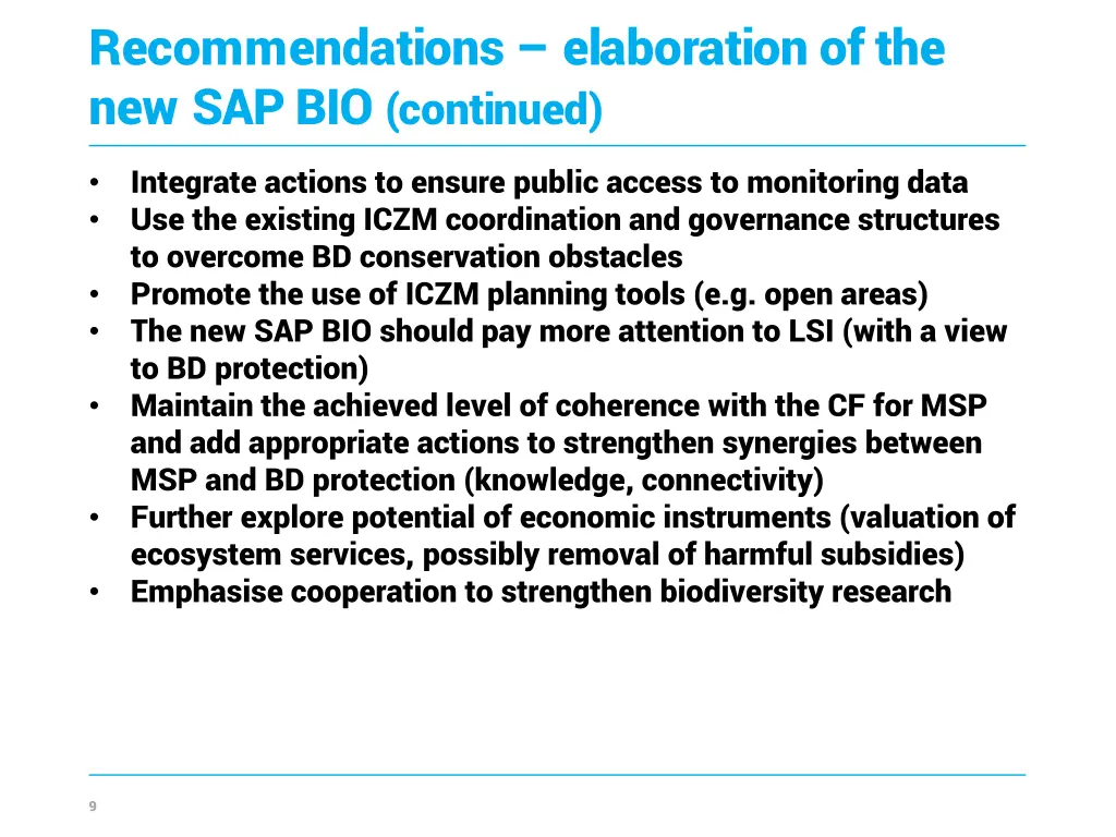recommendations elaboration
