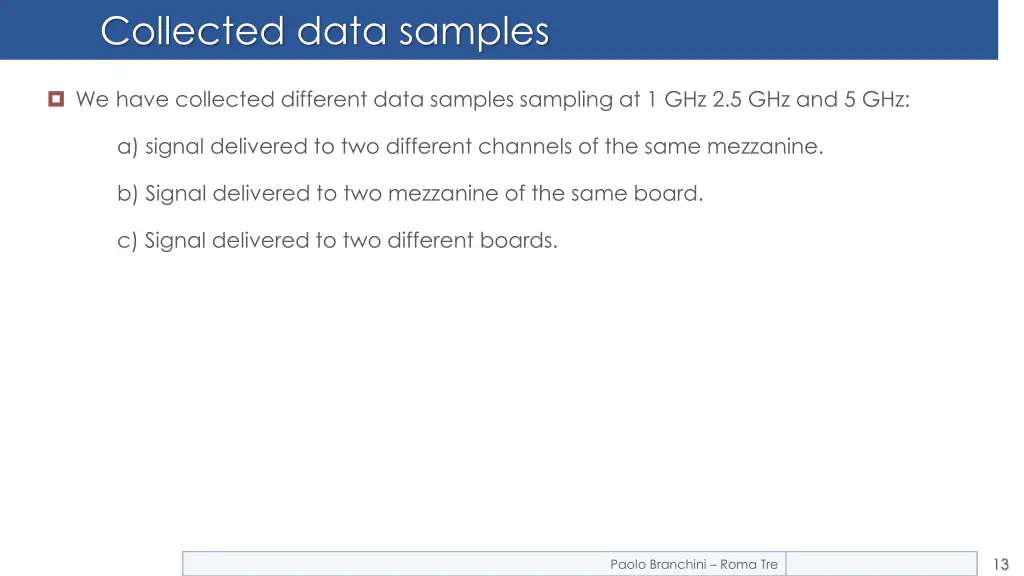 collected data samples