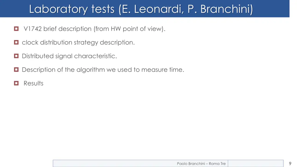 laboratory tests e leonardi p branchini