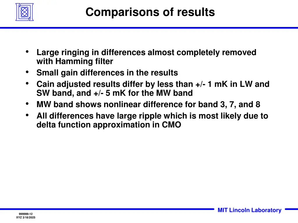 comparisons of results